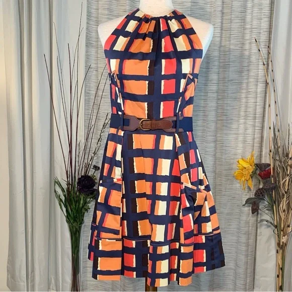 Jessica Simpson multicolored blocks halter dress. - Picture 2 of 16